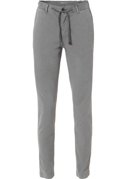 Gri Renk Esnek Belli Kordonlu Chino Pantolon