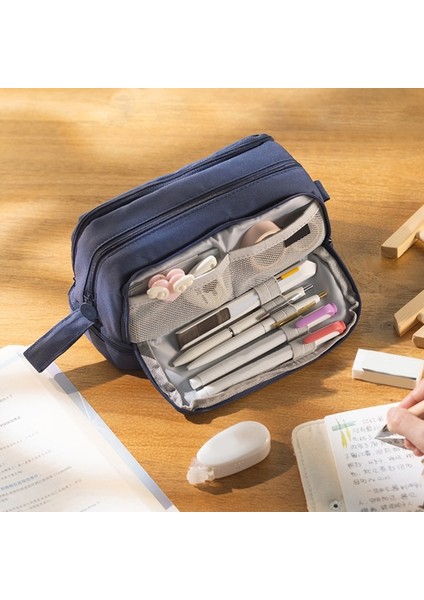 7HH804523-BK Büyük Kapasiteli Çift Katmanlı Kalem Kutusu Kanvas Taşınabilir Saklama Çantası Makyaj Çantası Kırtasiye Okul Kaynağı (Yurt Dışından) modelleri