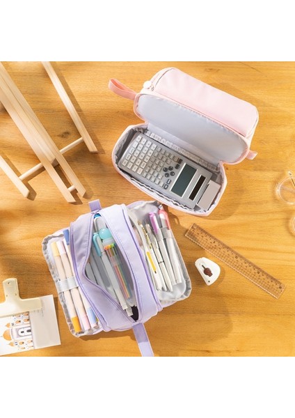 7HH804523-BK Büyük Kapasiteli Çift Katmanlı Kalem Kutusu Kanvas Taşınabilir Saklama Çantası Makyaj Çantası Kırtasiye Okul Kaynağı (Yurt Dışından) indirimleri