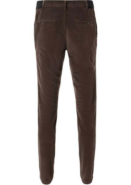 Koyu Kahve Renk Kadife Beli Lastikli Jogger Pantolon