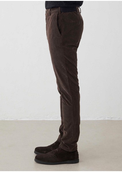 Koyu Kahve Renk Kadife Beli Lastikli Jogger Pantolon