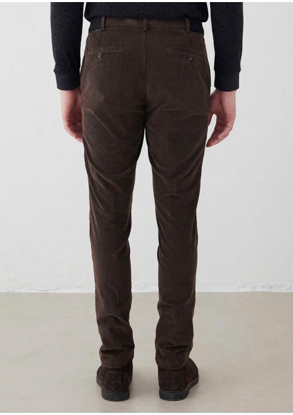 Koyu Kahve Renk Kadife Beli Lastikli Jogger Pantolon