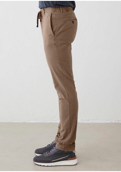Haki Renk Esnek Beli Kordonlu Chino Pantolon
