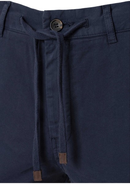 Lacivert Renk Esnek Belli Kordonlu Chino Pantolon