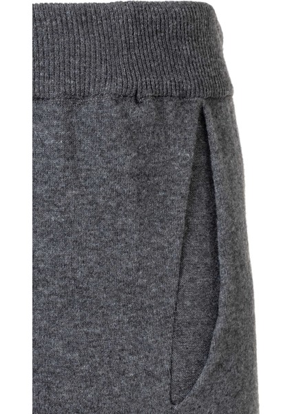 Antrasit Renk Kaşmirli Triko Jogger Pantolon
