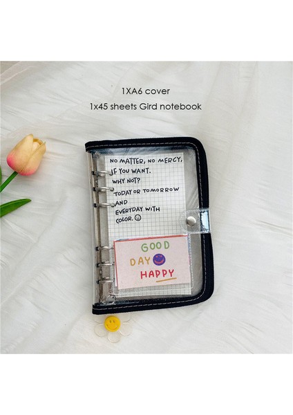 A6 Set Siyah-Süt Sharkbang A5 A6 Günlük Defter Seti Fotoğraf Toplama Kitap Seti Glitter Şeffaf Ingilizce Kapak Fotoğraf Albümü Defterler Malzemeleri (Yurt Dışından)