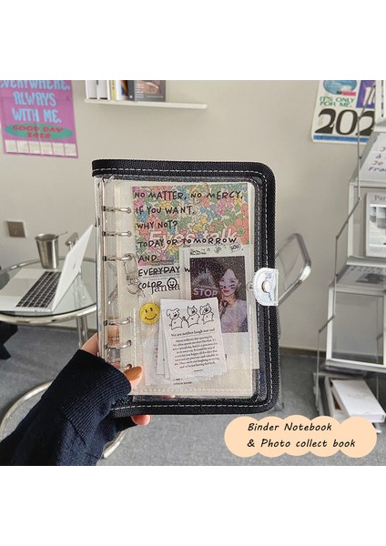 A6 Set Siyah-Süt Sharkbang A5 A6 Günlük Defter Seti Fotoğraf Toplama Kitap Seti Glitter Şeffaf Ingilizce Kapak Fotoğraf Albümü Defterler Malzemeleri (Yurt Dışından) fiyatları