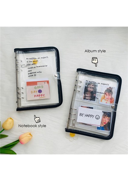 A6 Set Siyah-Süt Sharkbang A5 A6 Günlük Defter Seti Fotoğraf Toplama Kitap Seti Glitter Şeffaf Ingilizce Kapak Fotoğraf Albümü Defterler Malzemeleri (Yurt Dışından) modelleri