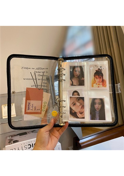 A6 Set Siyah-Süt Sharkbang A5 A6 Günlük Defter Seti Fotoğraf Toplama Kitap Seti Glitter Şeffaf Ingilizce Kapak Fotoğraf Albümü Defterler Malzemeleri (Yurt Dışından) fırsatları