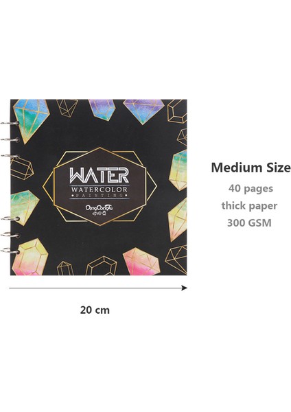 BLACK-20CM Spiral Defter Suluboya Resim Eskiz Defteri Için 40 Sayfa Boş Kağıt 300GSM Gevşek Yaprak Günlüğü Ofis Okul Malzemeleri Kırtasiye (Yurt Dışından)