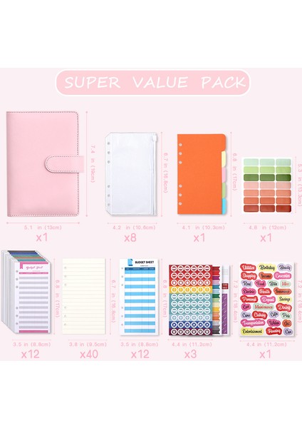 Gök Mavisi Bir Set A6 Bağlayıcı Defter Bütçe Planlayıcısı Defter Kapakları Klasör 6 Delikli Bağlayıcı Cepler Bağlayıcı Fermuar Para Tasarruf Zarfı (Yurt Dışından) fırsatları