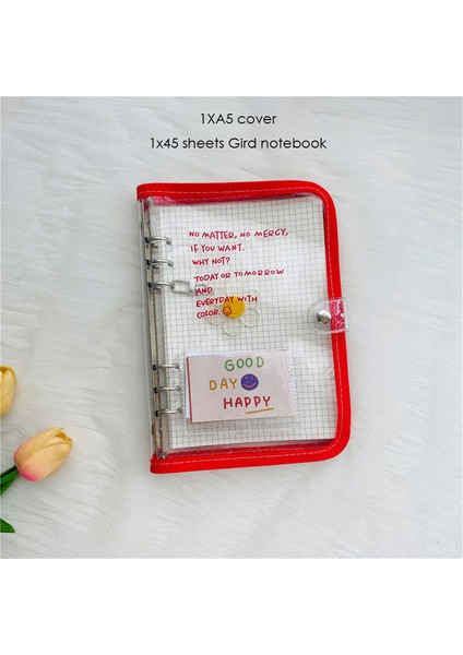 A5 Set Kırmızı-Süt Sharkbang A5 A6 Günlük Defter Seti Fotoğraf Toplama Kitap Seti Glitter Şeffaf Ingilizce Kapak Fotoğraf Albümü Defterler Malzemeleri (Yurt Dışından)