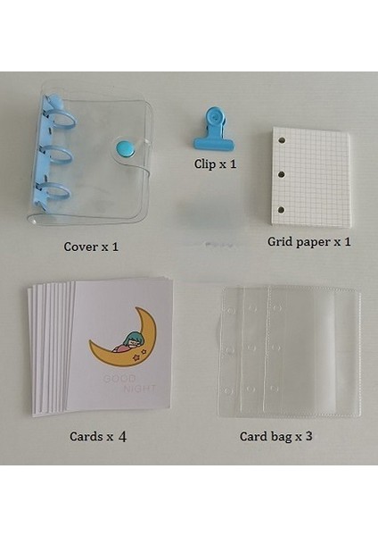 Set 1 Mavi 3 Delik Mini Pvc Gevşek Yaprak Günlüğü Yenı Şeffaf Cep Küçük Dergisi Gezgin Dizüstü Sevimli Karikatür Dıy Planlayıcısı Seti (Yurt Dışından)