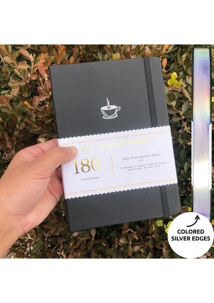 Siyah Kapak 180GSM Bambu Kağıt Buke A5 Noktalı Günlük Bujo Nokta Izgara Defter, 180GSM Bambu Kalın Beyaz Kağıt, 5*5mm Noktalar 160 Sayfa Su Geçirmez Ciltli (Yurt Dışından)