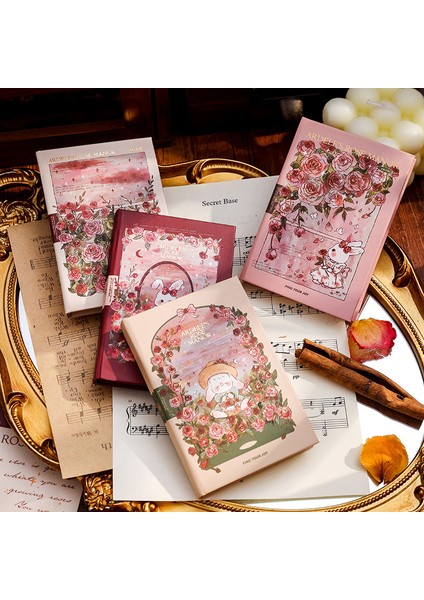 D A7 Mini Dizüstü Adele'nin Rose Manor Serisi Boş Sayfa A7 Sevimli Cep Kitabı Güzel Günlüğü Taşınabilir Öğrenci Not Defteri (Yurt Dışından) modelleri