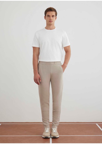 Taş Renk Örme Kumaşdan Jogger Pantolon