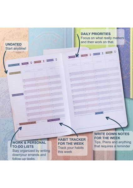 Krem-Folyo 12 Ay Planlayıcı 2023 Günlük Hedef Planlayıcı Tarihsiz Gündem Haftalık Aylık Takvim Organizatör Dizüstü Bilgisayar Verimlilik (Yurt Dışından) modelleri