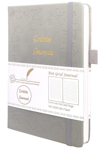 Gri Nokta Izgaralı Sayfalar Buke Noktalı Günlük Nokta Izgaralı Defter Sketcbook - Pu Deri, 160GSM Kalın Kağıt, Iç Cep, Elastik Kapatma, Kalem Tutucu (Yurt Dışından)