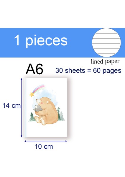 12 A6 A6 Dizüstü Cep Boyutu - Fil Zürafa Zebra Aslan Panda Capybara Tembellik Unicorn Kedi Kawai Sevimli Not Defteri Yazma Notu Için (Yurt Dışından)