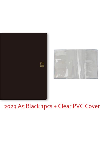 A5BLACK1PVC Kinbor 2023 A6 A5 Zaman Planı Planlayıcısı Günlük Öğrenme Dizüstü 224 Sayfa Günlük Pu Deri Kapak Блокнот Ofis Okul Kırtasiye (Yurt Dışından)