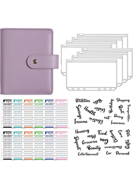 Mor A7 A7 Pu Deri Defter Bağlayıcı Bütçe Planlayıcısı Organizatör Bağlayıcı Kapağı 8 Bağlayıcı Cepler ve 12 Adet Gider Bütçe Sayfaları (Yurt Dışından)
