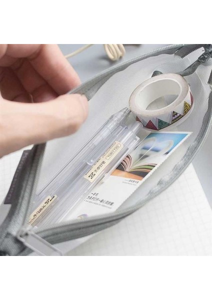 Dikdörtgen-Beyaz Basit Şeffaf Örgü Kalem Kutusu Ofis Öğrenci Kalem Kutuları Naylon Kalem Kutusu Okul Malzemeleri Kalem Kutusu Astuccio Scuola (Yurt Dışından) fırsatları