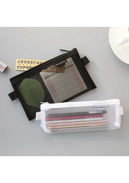 Dikdörtgen-Beyaz Basit Şeffaf Örgü Kalem Kutusu Ofis Öğrenci Kalem Kutuları Naylon Kalem Kutusu Okul Malzemeleri Kalem Kutusu Astuccio Scuola (Yurt Dışından) indirimleri