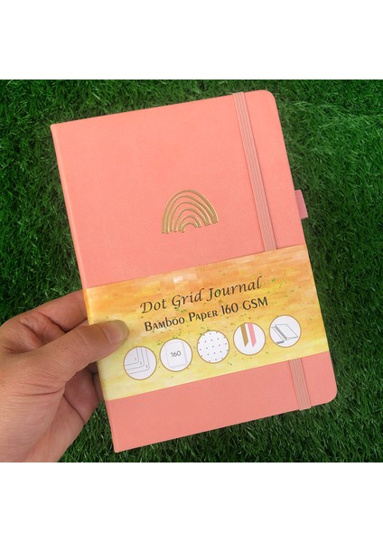 Pembe 160 Numaralı Sayfa Buke 5X5MM Günlük Nokta Gird Defter 160 Sayfa, Boyut 5.7x8.2 Inç, 160GSM Ultra Kalın Bambu Kağıt Dıy Bujo Planlayıcısı (Yurt Dışından)