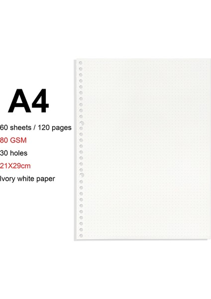 Dottedrefill-A4 A4/b5/a5 Gevşek Yaprak Dolum Ciltli Defter Boş/çizgi/ızgara/cornell Değiştirilebilir Metal Halka Ofisokul Malzemeleri Kırtasiye (Yurt Dışından)