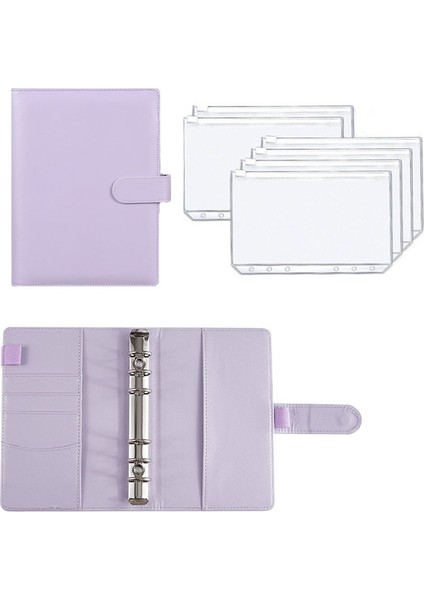 Mor Classeur A6 Buget Bağlayıcı Pu Deri Defter Bağlayıcı Bütçe Planlayıcısı Organizatör A6 Bağlayıcı Cepler Classeur Zarf Bütçe Planlayıcısı (Yurt Dışından)
