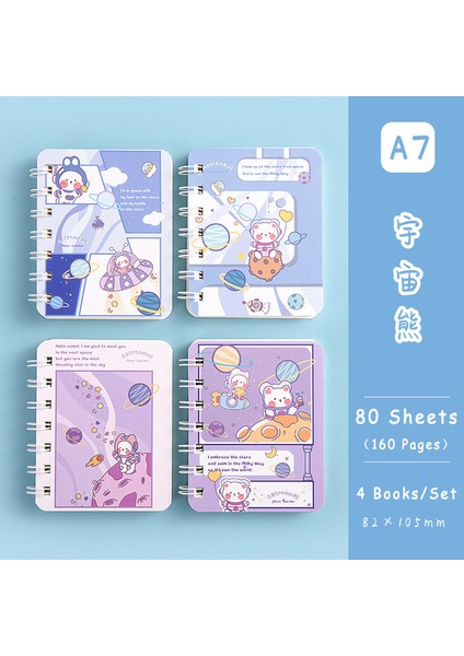 Uzay Ayı Rastgele 1 Kitap 1/2/3 Rastgele Kawaii Kitap Seti A7 Küçük Not Defteri Bobin Dizüstü 80 Sayfa Öğrenciler Için Sevimli Kore Kırtasiye Okul Malzemeleri (Yurt Dışından)