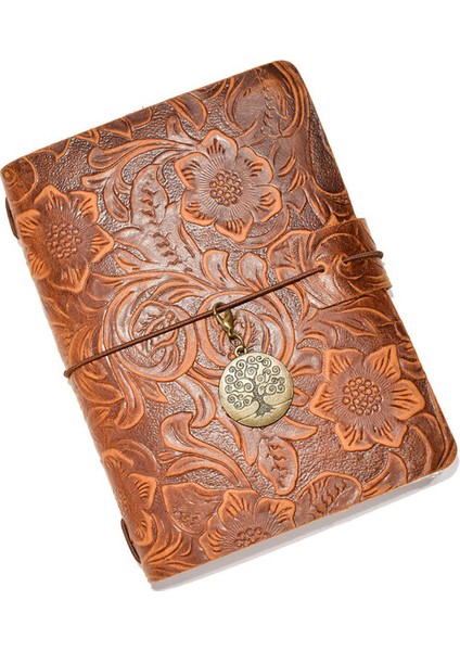 Çiçek Kahverengi A5 Seyahat Not Defteri Retro Deri Günlük Dıy El Yapımı Vintage Planlayıcısı Not Defteri Taşınabilir Eskiz Defteri Öğretmen Okul Hediye 192 Sayfa (Yurt Dışından)