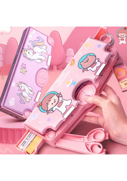 Kırtasiye Kalem Kutusu Unicorn Estuches Escolares Kawaii Cajas De Lapices Çok Fonksiyonlu Kalem Kutusu Astronot Kore Okul Kırtasiye Çantası (Yurt Dışından)
