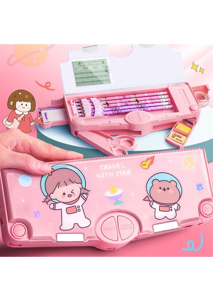 Kırtasiye Kalem Kutusu Unicorn Estuches Escolares Kawaii Cajas De Lapices Çok Fonksiyonlu Kalem Kutusu Astronot Kore Okul Kırtasiye Çantası (Yurt Dışından)