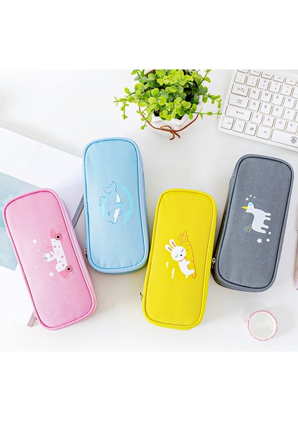 D Büyük Kapasiteli Kalem Kutusu Unicorn Estuche Escolar Kawaii Hayvanlar Trousse Scolaire Karikatür Kalem Kutusu Tuval Okul Malzemeleri (Yurt Dışından)