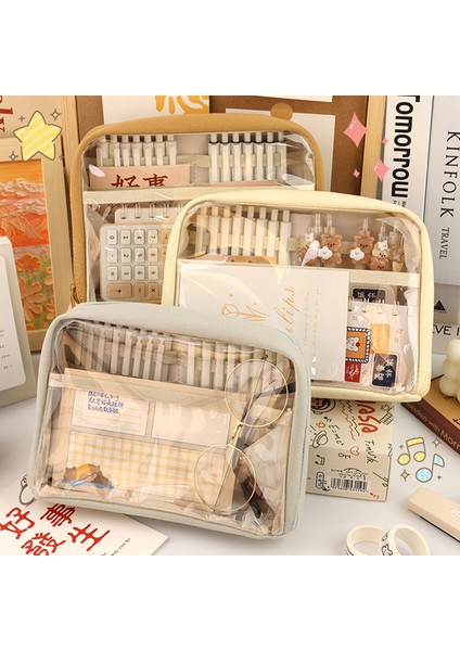 3003 Kızlar Için Kalem Kutuları Şeffaf Kalem Kutusu Okul Malzemeleri Estuches Büyük Kapasiteli Trousse Kawaii Kırtasiye Kalem Kutusu (Yurt Dışından) modelleri