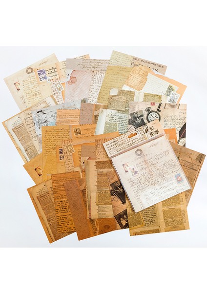 B Yoofun 30 Sayfa Vintage Malzeme Kağıt Scrapbooking Dergisi Günlüğü Kolaj Önemsiz Arka Plan Dekorasyon Retro Kırtasiye (Yurt Dışından)