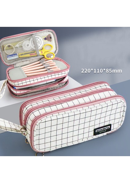 3 Fermuarlı Kalem Kutusu Siyah Kırtasiye Kalem Kutusu Trousse Scolaire Büyük Kapasiteli Kalem Kutusu Astuccio Tuval Estuche Okul Kalem Kutuları (Yurt Dışından)