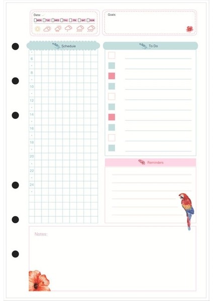 Günlük A7 2023 45 Sayfa Kawaii A5 A6 Gevşek Yaprak Defter Kağıdı Dolum Spiral Ciltleyici Dizin Iç Sayfalar Aylık Haftalık Günlük Planlayıcı Gündem (Yurt Dışından)