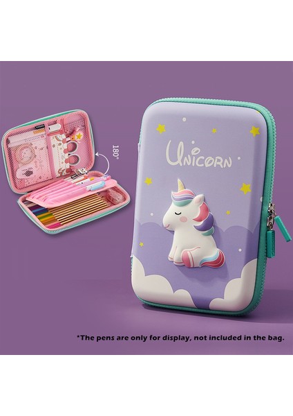 Mor Unicorn Angoo 3D Eva Kalem Kalem Kutusu Karikatür Unicorn Dinozor Saklama Çantası Kılıfı Organizatör Kırtasiye Okul Çocuklar Için Kız Hediye A6009 (Yurt Dışından)