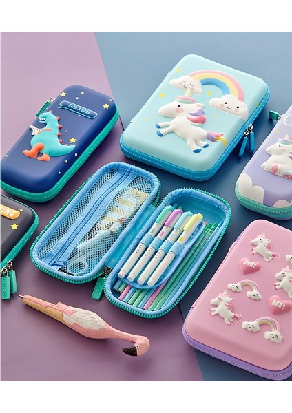 Mor Unicorn Angoo 3D Eva Kalem Kalem Kutusu Karikatür Unicorn Dinozor Saklama Çantası Kılıfı Organizatör Kırtasiye Okul Çocuklar Için Kız Hediye A6009 (Yurt Dışından) modelleri