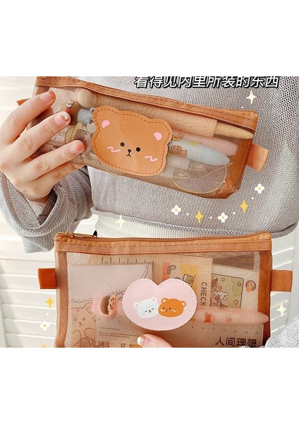 03 Kawaii Küçük Utangaç Ayı Örgü Kalem Çantası Büyük Kapasiteli Kırtasiye Organizatör Kılıfı Kore Kırtasiye Okul Ofis Malzemeleri (Yurt Dışından) modelleri