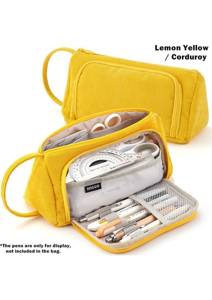 Sarı Kadife Angoo [saf] Renkli Kalem Kutusu, Çok Yuvalı Kalem Çantası, Kırtasiye Kozmetik Seyahat Cüzdanı Için Büyük Depolama Kılıfı Organizatör A6443 (Yurt Dışından)