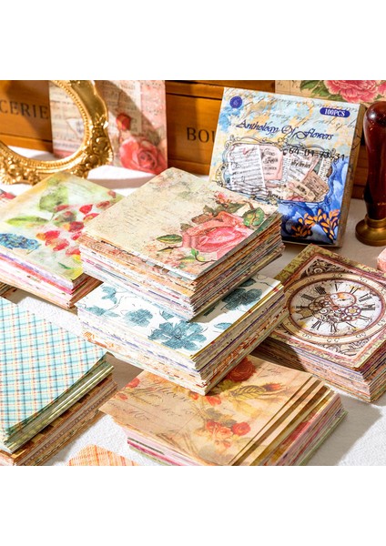 F Yoofun 100 Adet/kutu Bloknot Malzeme Kağıt Anna'nın Düşleri Önemsiz Dergisi Scrapbooking Kartları Retro Arka Plan Dekorasyon Kağıdı (Yurt Dışından)