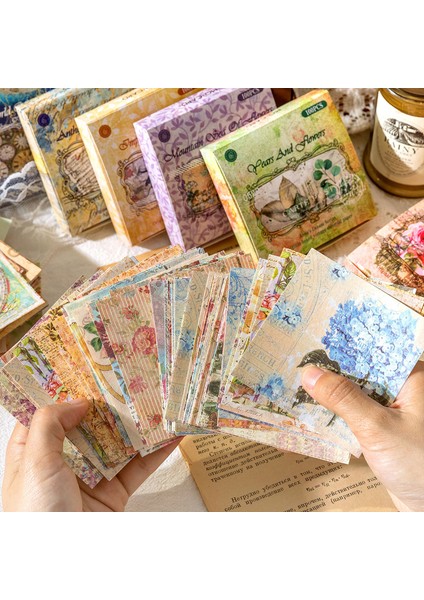 F Yoofun 100 Adet/kutu Bloknot Malzeme Kağıt Anna'nın Düşleri Önemsiz Dergisi Scrapbooking Kartları Retro Arka Plan Dekorasyon Kağıdı (Yurt Dışından)