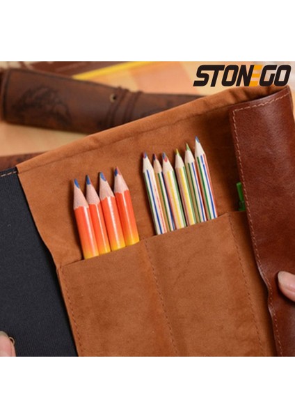 Kahverengi Stonego Retro Hazine Haritası Deri Kalem Çantası Popüler Rulo Kutu Çanta Vintage Stil Rulo Kalem Kutusu Kalem Çantası Pu Çanta Kalem Kutusu (Yurt Dışından) fırsatları