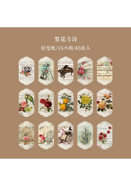 G-Çiçekler ve Şiir 45 Adet Not Defteri Malzemesi Yapışkan Arka Plan Tatlı Çiçek Not Defteri Yapışkanlı Kelebek Paris Dantel Etiket Çıkartmaları Scrapbooking (Yurt Dışından)