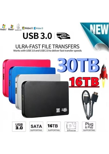 30 Tb Mavi Taşınabilir 128 Tb Yüksek Hızlı Harici Sabit Sürücü 4 Tb 8 Tb 64 Tb SSD Çıkarılabilir Depolama Aygıtı Dizüstü Bilgisayar Mikro Bilgisayarları Için Sabit Disk (Yurt Dışından) fiyatları