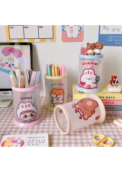 Iki Kaplan Karikatür Yransparent Yuvarlak Kalemlik Saklama Kutusu Sevimli Kalem Kalem Masaüstü Saklama Kutusu Taşınabilir Kozmetik Konteyner (Yurt Dışından) indirimleri