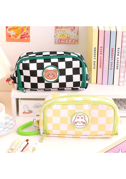 Taşınabilir Siyah Kawaii Ekose Kalem Kutuları Büyük Kapasiteli Kese Sevimli Çanta Kutusu Okula Dönüş Malzemeleri Kore Organizatör Kırtasiye (Yurt Dışından) fiyatları